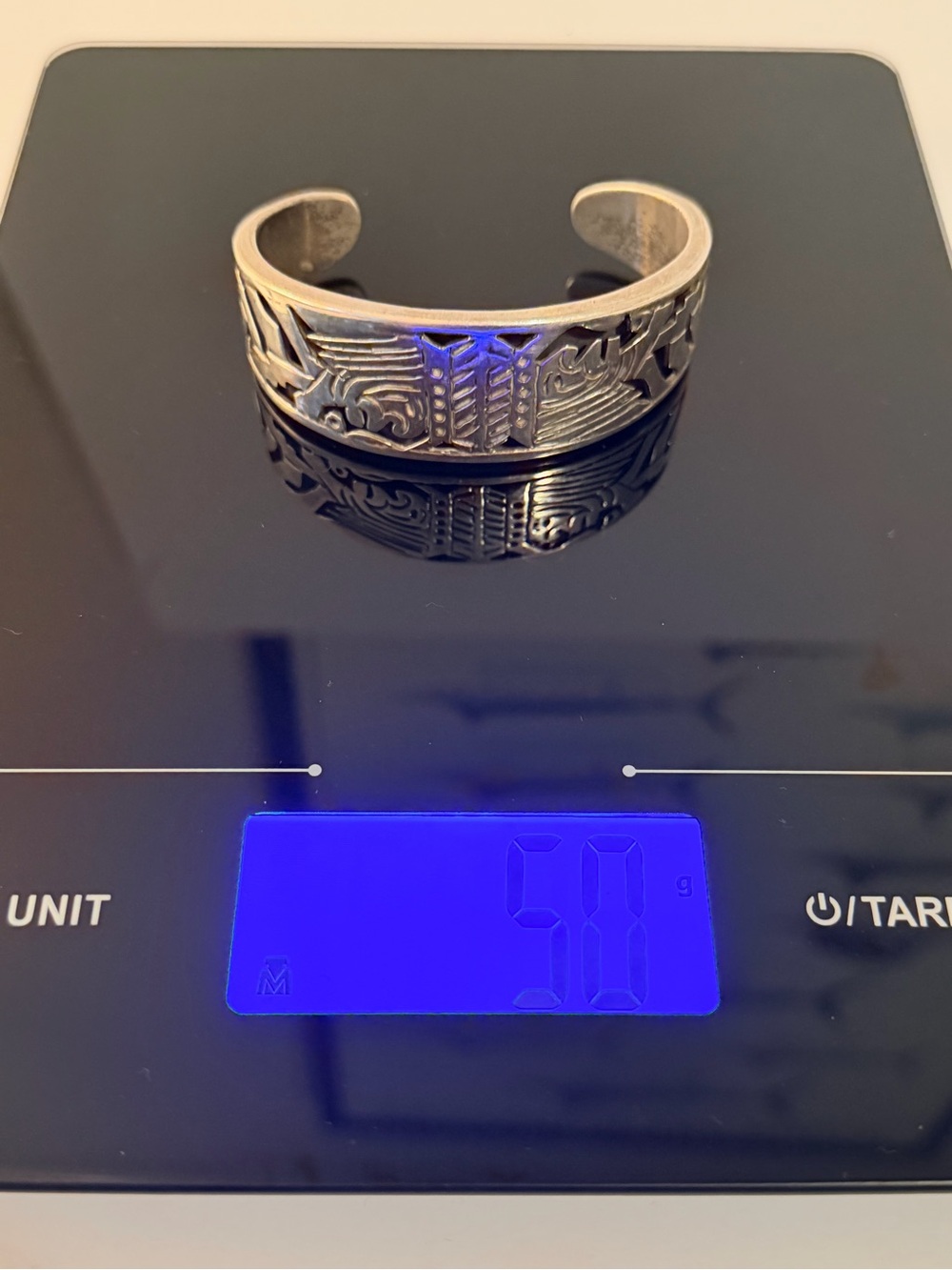 *VINTAGE*  Taxco Mexico Signed Heavy Sterling Silver 925 Wide Cuff Bracelet - Picture 6 of 9
